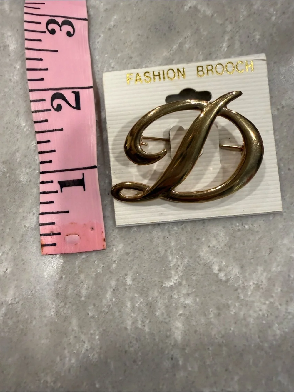 Gold Script Letter D Initial Monogram Brooch Pin New on Card